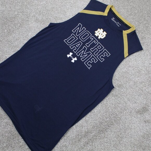 Notre Dame Tank Top Men Small Blue Under Armour Threadborne Loose Fit Heatgear - Picture 3 of 11